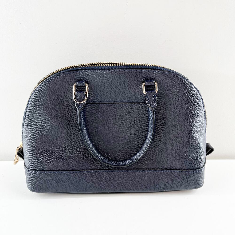 Coach Mini Sierra Leather Satchel Dome Purse Navy Blue - Picture 2 of 8